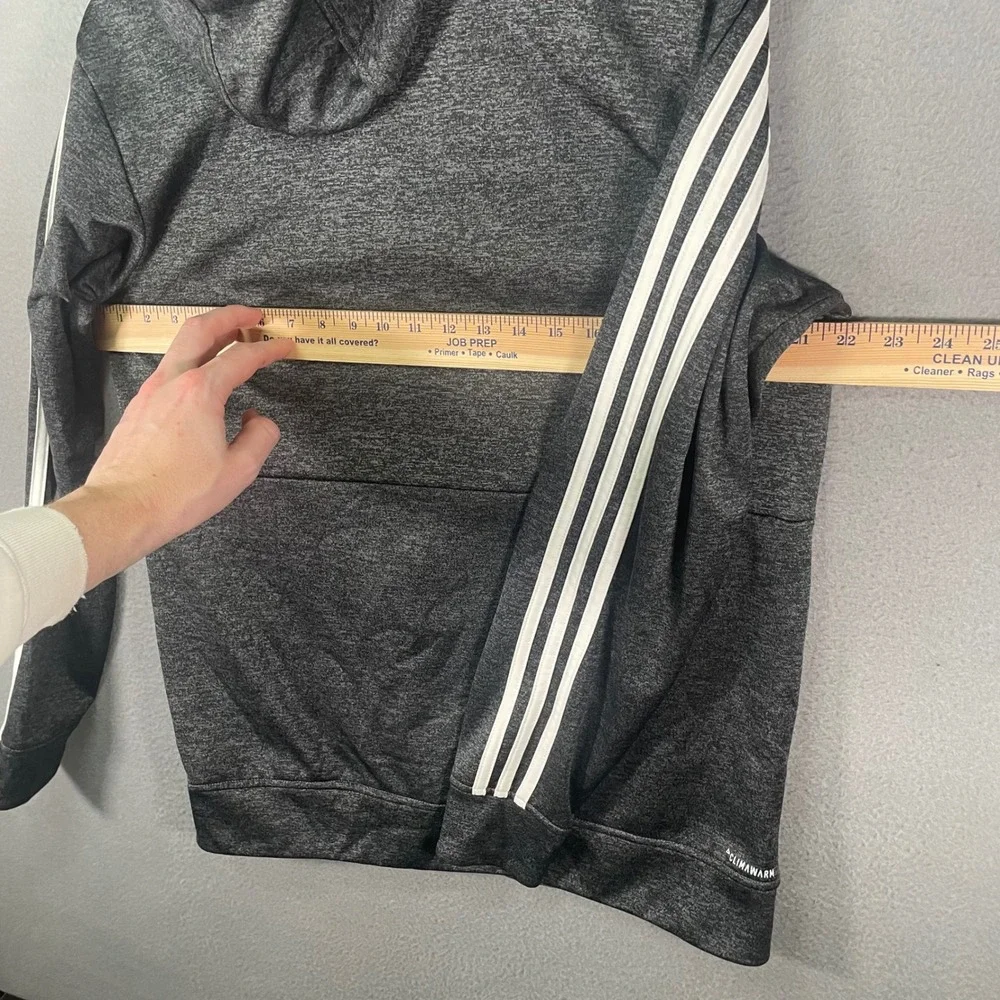 Adidas Full Zip Hoodie Mens Medium Gray Excellent Climawarm‎ 3-Stripes FL5611